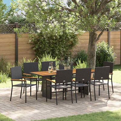 vidaXL Garten Essgruppe 9 pcs Schwarz Poly-Rattan - Schwarz vidaXL Garten Essgruppe 9 pcs Schwarz Poly-Rattan - Schwarz