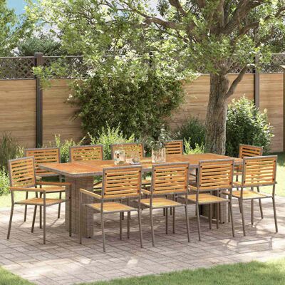 vidaXL Garten Essgruppe 11 pcs Grau und Braun Poly-Rattan - Grau vidaXL Garten Essgruppe 11 pcs Grau und Braun Poly-Rattan - Grau