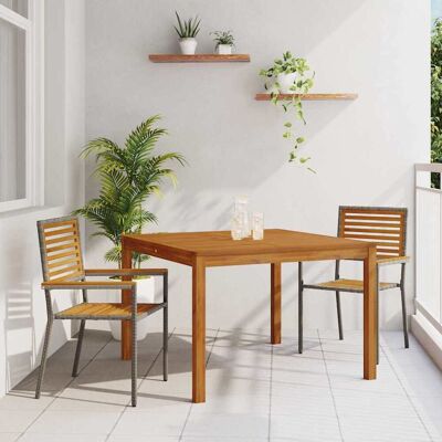 vidaXL Garten Essgruppe 3 pcs Grau Massivholz Akazie - Grau vidaXL Garten Essgruppe 3 pcs Grau Massivholz Akazie - Grau