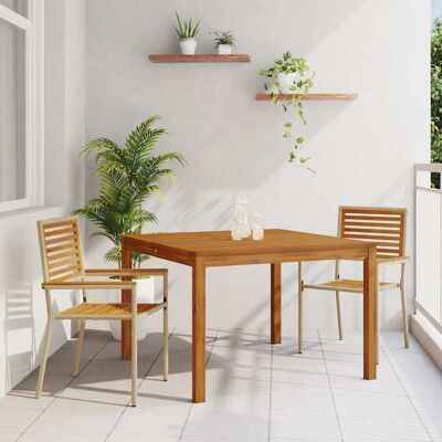 vidaXL Garten Essgruppe 3 pcs Beige Massivholz Akazie - Beige vidaXL Garten Essgruppe 3 pcs Beige Massivholz Akazie - Beige