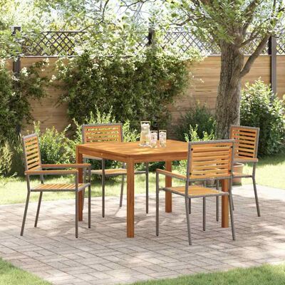 vidaXL Garten Essgruppe 5 pcs Grau Massivholz Akazie - Grau vidaXL Garten Essgruppe 5 pcs Grau Massivholz Akazie - Grau