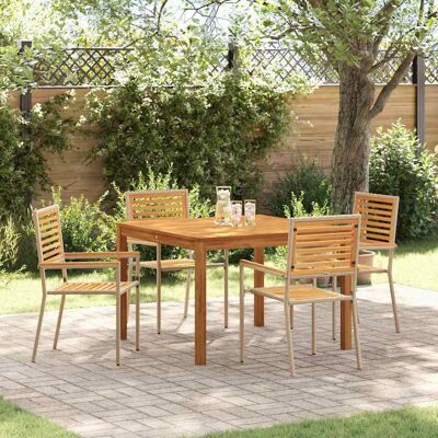 vidaXL Garten Essgruppe 5 pcs Beige Massivholz Akazie - Beige vidaXL Garten Essgruppe 5 pcs Beige Massivholz Akazie - Beige