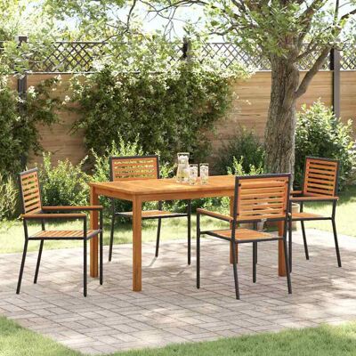 vidaXL Garten Essgruppe 5 pcs Schwarz Massivholz Akazie - Schwarz vidaXL Garten Essgruppe 5 pcs Schwarz Massivholz Akazie - Schwarz