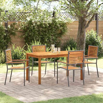 vidaXL Garten Essgruppe 5 pcs Grau Massivholz Akazie - Grau vidaXL Garten Essgruppe 5 pcs Grau Massivholz Akazie - Grau
