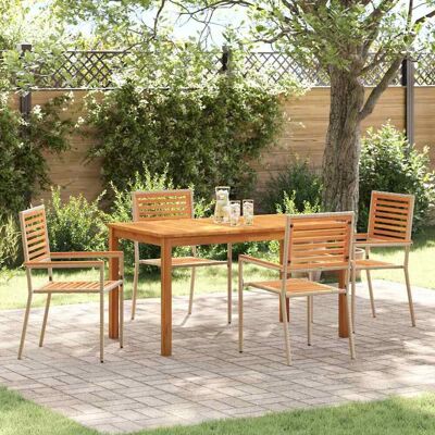 vidaXL Garten Essgruppe 5 pcs Beige Massivholz Akazie - Beige vidaXL Garten Essgruppe 5 pcs Beige Massivholz Akazie - Beige