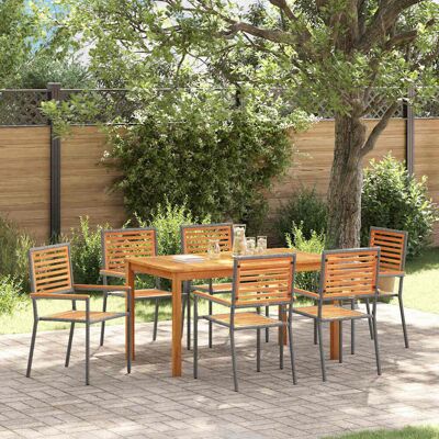 vidaXL Garten Essgruppe 7 pcs Grau Massivholz Akazie - Grau vidaXL Garten Essgruppe 7 pcs Grau Massivholz Akazie - Grau