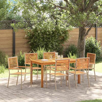 vidaXL Garten Essgruppe 7 pcs Beige Massivholz Akazie - Beige vidaXL Garten Essgruppe 7 pcs Beige Massivholz Akazie - Beige