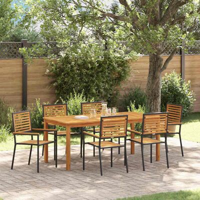 vidaXL Garten Essgruppe 7 pcs Schwarz Massivholz Akazie - Schwarz vidaXL Garten Essgruppe 7 pcs Schwarz Massivholz Akazie - Schwarz