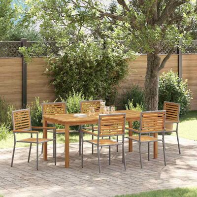 vidaXL Garten Essgruppe 7 pcs Grau Massivholz Akazie - Grau vidaXL Garten Essgruppe 7 pcs Grau Massivholz Akazie - Grau