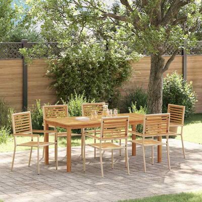 vidaXL Garten Essgruppe 7 pcs Beige Massivholz Akazie - Beige vidaXL Garten Essgruppe 7 pcs Beige Massivholz Akazie - Beige