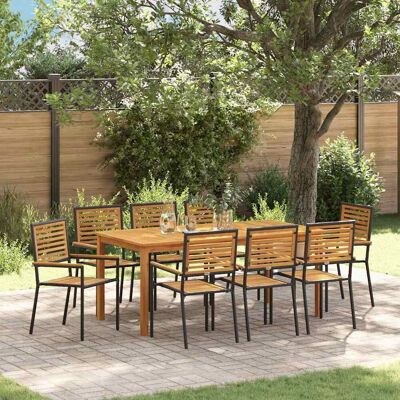 vidaXL Garten Essgruppe 9 pcs Schwarz Massivholz Akazie - Schwarz vidaXL Garten Essgruppe 9 pcs Schwarz Massivholz Akazie - Schwarz