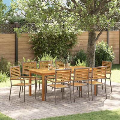 vidaXL Garten Essgruppe 9 pcs Grau Massivholz Akazie - Grau vidaXL Garten Essgruppe 9 pcs Grau Massivholz Akazie - Grau