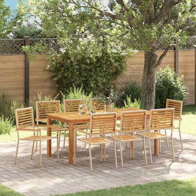 vidaXL Garten Essgruppe 9 pcs Beige Massivholz Akazie - Beige vidaXL Garten Essgruppe 9 pcs Beige Massivholz Akazie - Beige