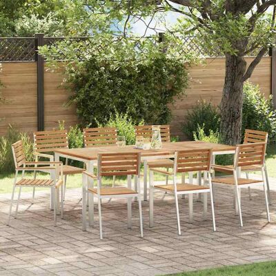 vidaXL Garten Essgruppe 9 pcs Massives Teakholz und Edelstahl - Braun vidaXL Garten Essgruppe 9 pcs Massives Teakholz und Edelstahl - Braun