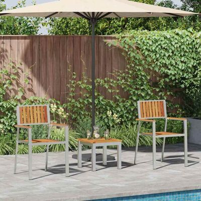 vidaXL Garten Essgruppe 3 pcs Braun Massives Akazienholz und Edelstahl - Braun vidaXL Garten Essgruppe 3 pcs Braun Massives Akazienholz und Edelstahl - Braun