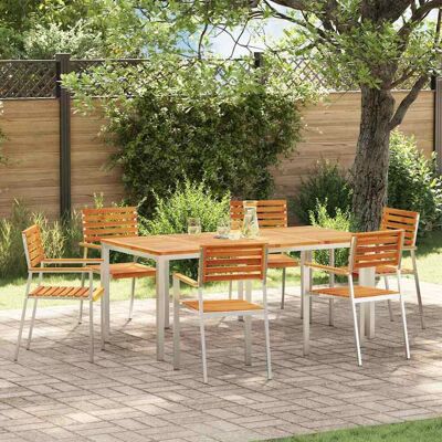 vidaXL Gartenstuhl 6 pcs Massives Akazienholz und Edelstahl - Braun vidaXL Gartenstuhl 6 pcs Massives Akazienholz und Edelstahl - Braun
