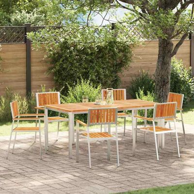 vidaXL Gartenstuhl 6 pcs Massives Akazienholz und Edelstahl - Braun vidaXL Gartenstuhl 6 pcs Massives Akazienholz und Edelstahl - Braun