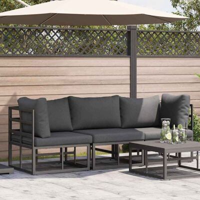 vidaXL Gartenmöbel mit Kissen 3 Stück Schwarz und Anthrazit Metall - Schwarz vidaXL Gartenmöbel mit Kissen 3 Stück Schwarz und Anthrazit Metall - Schwarz