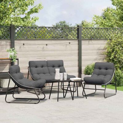 vidaXL gartenmöbel mit Kissen 3 pcs Schwarz Pulverbeschichteter Stahl - Schwarz vidaXL gartenmöbel mit Kissen 3 pcs Schwarz Pulverbeschichteter Stahl - Schwarz