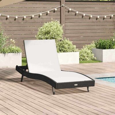 vidaXL Sonnenliege Schwarz und Weiß 197 x 70 x 82 cm Poly-Rattan - Schwarz vidaXL Sonnenliege Schwarz und Weiß 197 x 70 x 82 cm Poly-Rattan - Schwarz