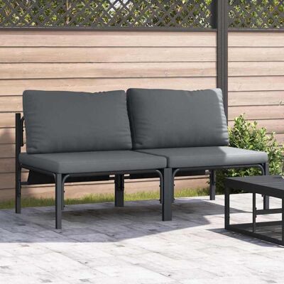 vidaXL Gartenmöbel mit Kissen 2 Stück Anthrazit 80 x 80 x 71 cm Stahl - Anthrazit vidaXL Gartenmöbel mit Kissen 2 Stück Anthrazit 80 x 80 x 71 cm Stahl - Anthrazit
