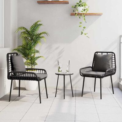 vidaXL Garten Essgruppe 3 pcs Schwarz und Anthrazit Poly-Rattan - Schwarz vidaXL Garten Essgruppe 3 pcs Schwarz und Anthrazit Poly-Rattan - Schwarz