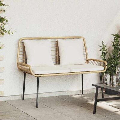 vidaXL Gartenbank Braun und Creme Poly-Rattan - Braun vidaXL Gartenbank Braun und Creme Poly-Rattan - Braun