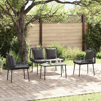 vidaXL Garten Essgruppe 3 pcs Schwarz und Anthrazit Poly-Rattan - Schwarz vidaXL Garten Essgruppe 3 pcs Schwarz und Anthrazit Poly-Rattan - Schwarz