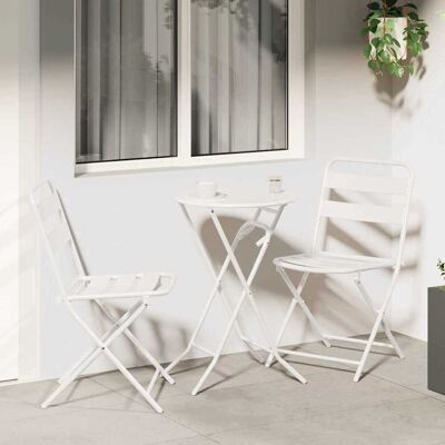 vidaXL Garten Bistro Set 3 pcs Weiß Stahl - Weiß vidaXL Garten Bistro Set 3 pcs Weiß Stahl - Weiß