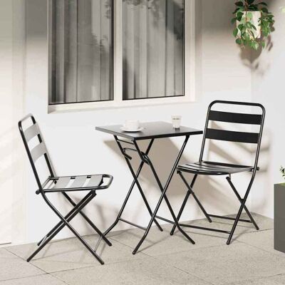 vidaXL Garten Bistro Set 3 pcs Anthrazit Stahl - Anthrazit vidaXL Garten Bistro Set 3 pcs Anthrazit Stahl - Anthrazit