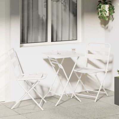 vidaXL Garten Bistro Set 3 pcs Weiß Stahl - Weiß vidaXL Garten Bistro Set 3 pcs Weiß Stahl - Weiß