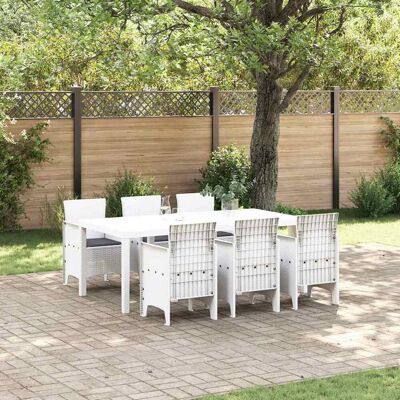 vidaXL Garten Essgruppe 7 pcs Weiß Polypropylen - Weiß vidaXL Garten Essgruppe 7 pcs Weiß Polypropylen - Weiß