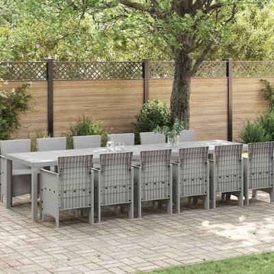 vidaXL Garten Essgruppe 13 pcs Hellgrau Polt Rattan - Hellgrau vidaXL Garten Essgruppe 13 pcs Hellgrau Polt Rattan - Hellgrau