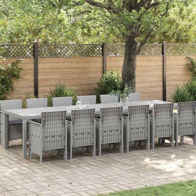 vidaXL Garten Essgruppe 13 pcs Hellgrau Polt Rattan - Hellgrau vidaXL Garten Essgruppe 13 pcs Hellgrau Polt Rattan - Hellgrau