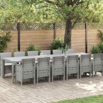 vidaXL Garten Essgruppe 13 pcs Hellgrau Polt Rattan - Hellgrau vidaXL Garten Essgruppe 13 pcs Hellgrau Polt Rattan - Hellgrau