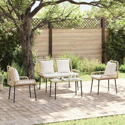 vidaXL Gartenmöbel Set mit Kissen 4 pcs Schwarz und Creme Poly-Rattan - Creme vidaXL Gartenmöbel Set mit Kissen 4 pcs Schwarz und Creme Poly-Rattan - Creme
