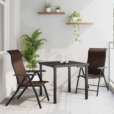 vidaXL Garten Essgruppe 3 pcs Braun Pulverbeschichteter Stahl - Braun vidaXL Garten Essgruppe 3 pcs Braun Pulverbeschichteter Stahl - Braun