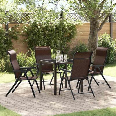vidaXL Garten Essgruppe 5 pcs Braun Pulverbeschichteter Stahl - Braun vidaXL Garten Essgruppe 5 pcs Braun Pulverbeschichteter Stahl - Braun