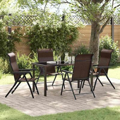 vidaXL Garten Essgruppe 5 pcs Braun Pulverbeschichteter Stahl - Braun vidaXL Garten Essgruppe 5 pcs Braun Pulverbeschichteter Stahl - Braun