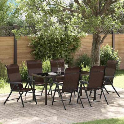vidaXL Garten Essgruppe 7 pcs Braun Pulverbeschichteter Stahl - Braun vidaXL Garten Essgruppe 7 pcs Braun Pulverbeschichteter Stahl - Braun