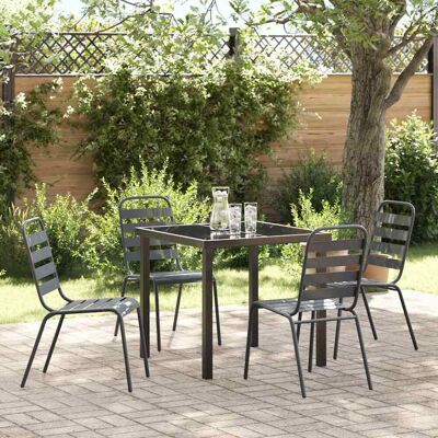 vidaXL Garten Essgruppe 5 pcs Anthrazit Pulverbeschichteter Stahl - Grau vidaXL Garten Essgruppe 5 pcs Anthrazit Pulverbeschichteter Stahl - Grau