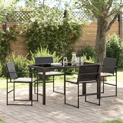 vidaXL Garten Essgruppe mit Kissen 5 pcs Schwarz und Creme Poly-Rattan - Schwarz vidaXL Garten Essgruppe mit Kissen 5 pcs Schwarz und Creme Poly-Rattan - Schwarz