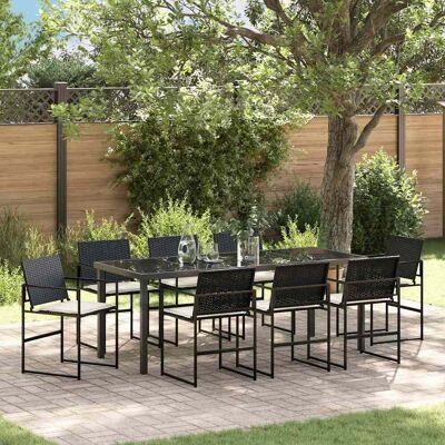vidaXL Garten Essgruppe mit Kissen 9 pcs Schwarz und Creme Poly-Rattan - Schwarz vidaXL Garten Essgruppe mit Kissen 9 pcs Schwarz und Creme Poly-Rattan - Schwarz