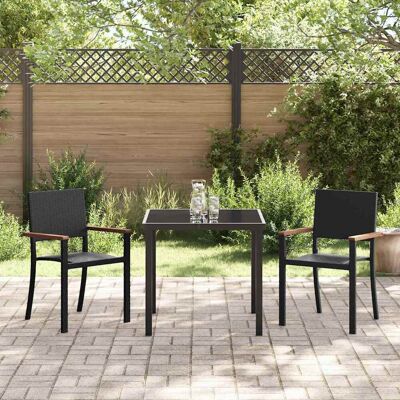 vidaXL Garten Essgruppe 3 pcs Schwarz Pulverbeschichteter Stahl - Schwarz vidaXL Garten Essgruppe 3 pcs Schwarz Pulverbeschichteter Stahl - Schwarz