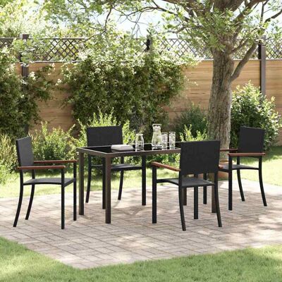 vidaXL Garten Essgruppe 5 pcs Schwarz Pulverbeschichteter Stahl - Schwarz vidaXL Garten Essgruppe 5 pcs Schwarz Pulverbeschichteter Stahl - Schwarz