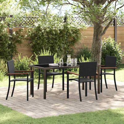 vidaXL Garten Essgruppe 5 pcs Schwarz Pulverbeschichteter Stahl - Schwarz vidaXL Garten Essgruppe 5 pcs Schwarz Pulverbeschichteter Stahl - Schwarz