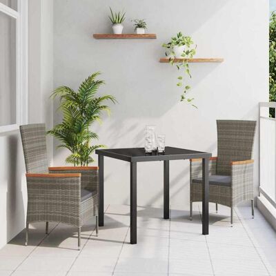 vidaXL Garten Essgruppe 3 pcs Grau Pulverbeschichteter Stahl - Grau vidaXL Garten Essgruppe 3 pcs Grau Pulverbeschichteter Stahl - Grau