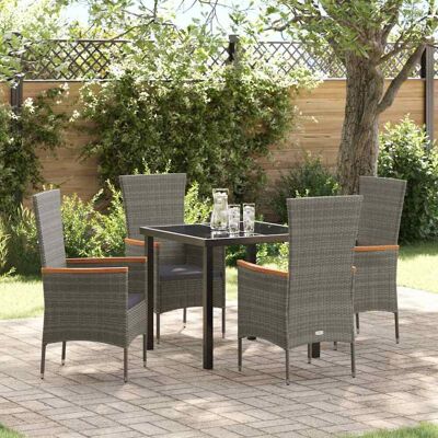 vidaXL Garten Essgruppe 5 pcs Grau Pulverbeschichteter Stahl - Grau vidaXL Garten Essgruppe 5 pcs Grau Pulverbeschichteter Stahl - Grau