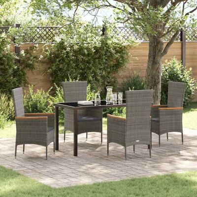 vidaXL Garten Essgruppe 5 pcs Grau Pulverbeschichteter Stahl - Grau vidaXL Garten Essgruppe 5 pcs Grau Pulverbeschichteter Stahl - Grau