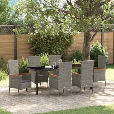 vidaXL Garten Essgruppe 7 pcs Grau Pulverbeschichteter Stahl - Grau vidaXL Garten Essgruppe 7 pcs Grau Pulverbeschichteter Stahl - Grau